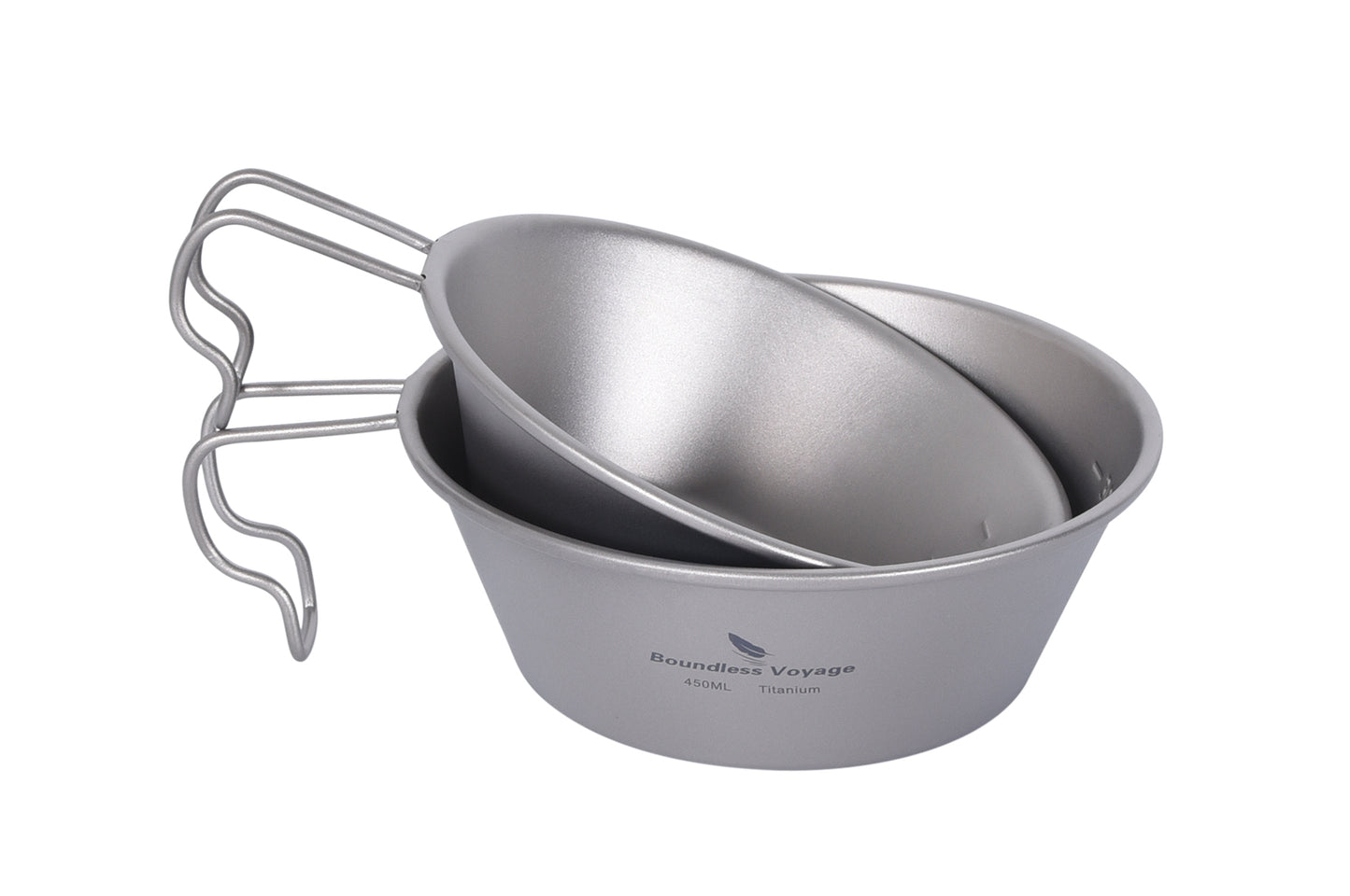 Boundless Voyage Titanium Sierra Cup Set – 300ml & 450ml Ultralight Camping Mug Bowls with Handle for Cooking & Outdoor Use