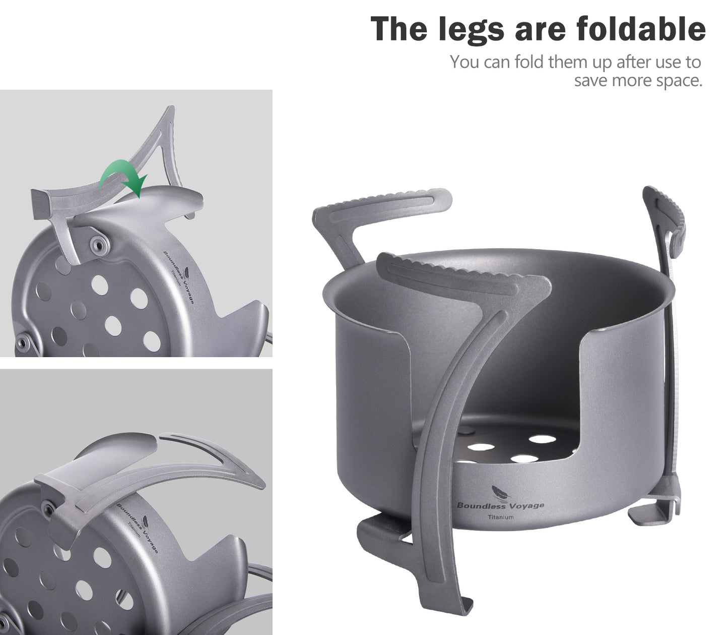 Boundless Voyage Titanium Alcohol Stove with Pot Stand – Ultralight Camping Burner Set for Backpacking, Hiking & Outdoor Cooking