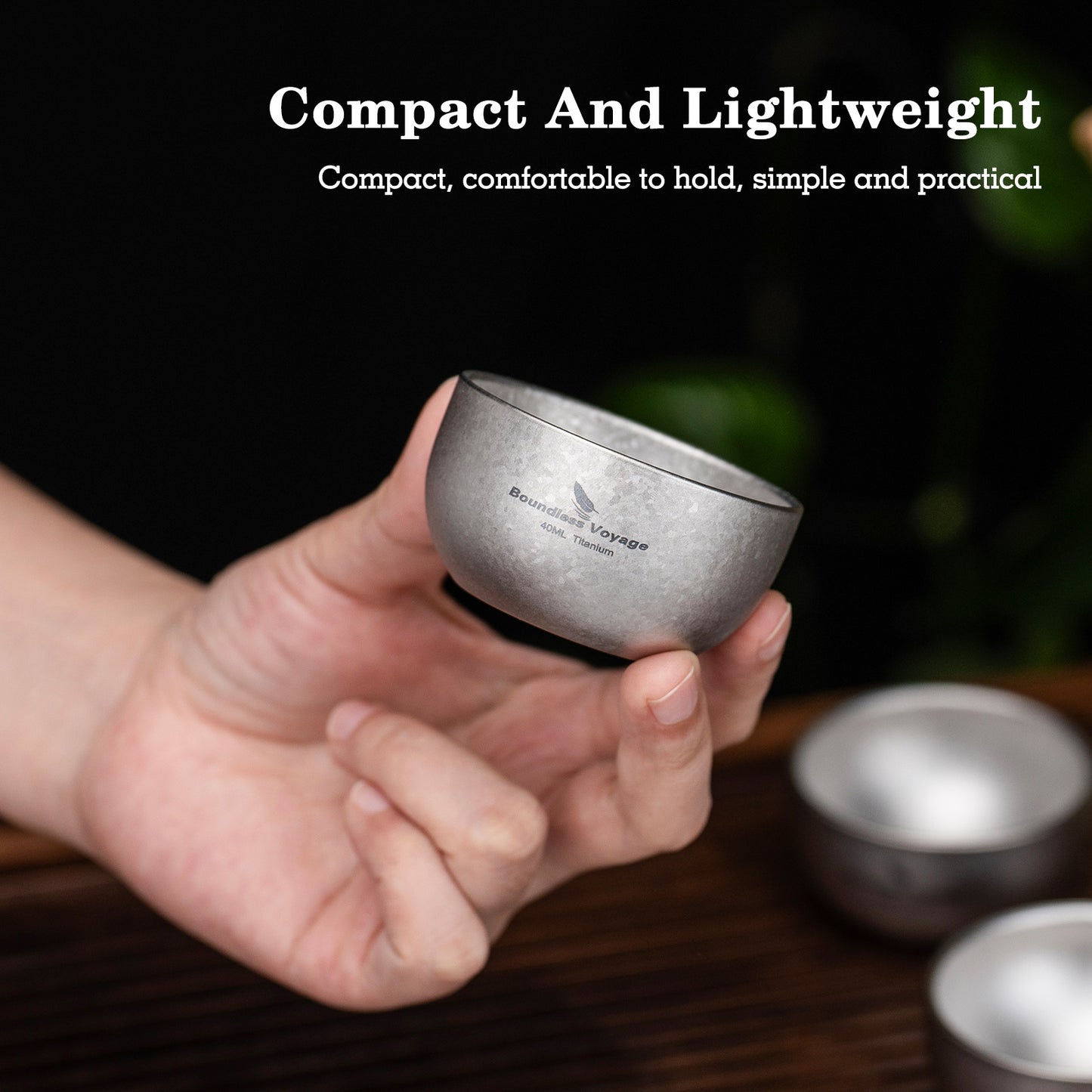 Boundless Voyage Titanium Tea Cup  40ml Ultralight Mini Cup for Camping Travel & Traditional Tea Rituals
