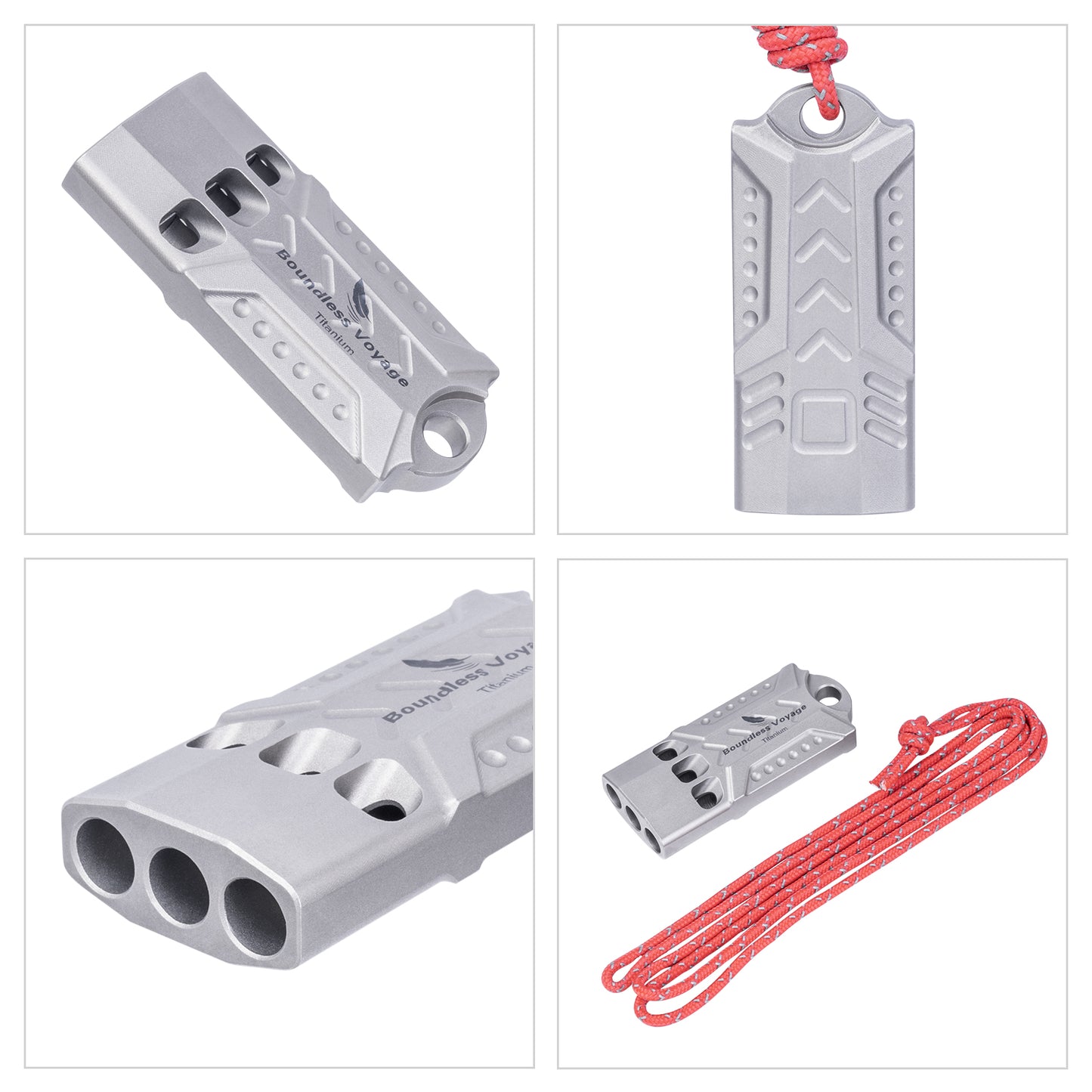 Boundless Voyage Titanium Emergency Whistle – Loud Safety Whistle with Lanyard for Camping, Hiking, Sports & EDC