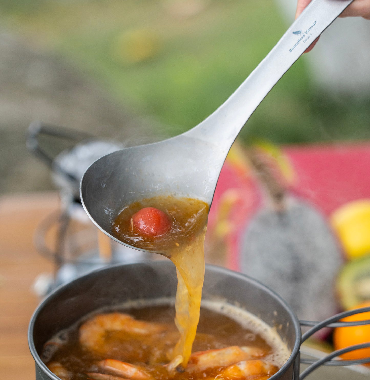 Boundless Voyage Titanium Serving Spoon 21.5cm – Large Ultralight Cooking Spoon for Camping, Outdoor Kitchen & Food Serving