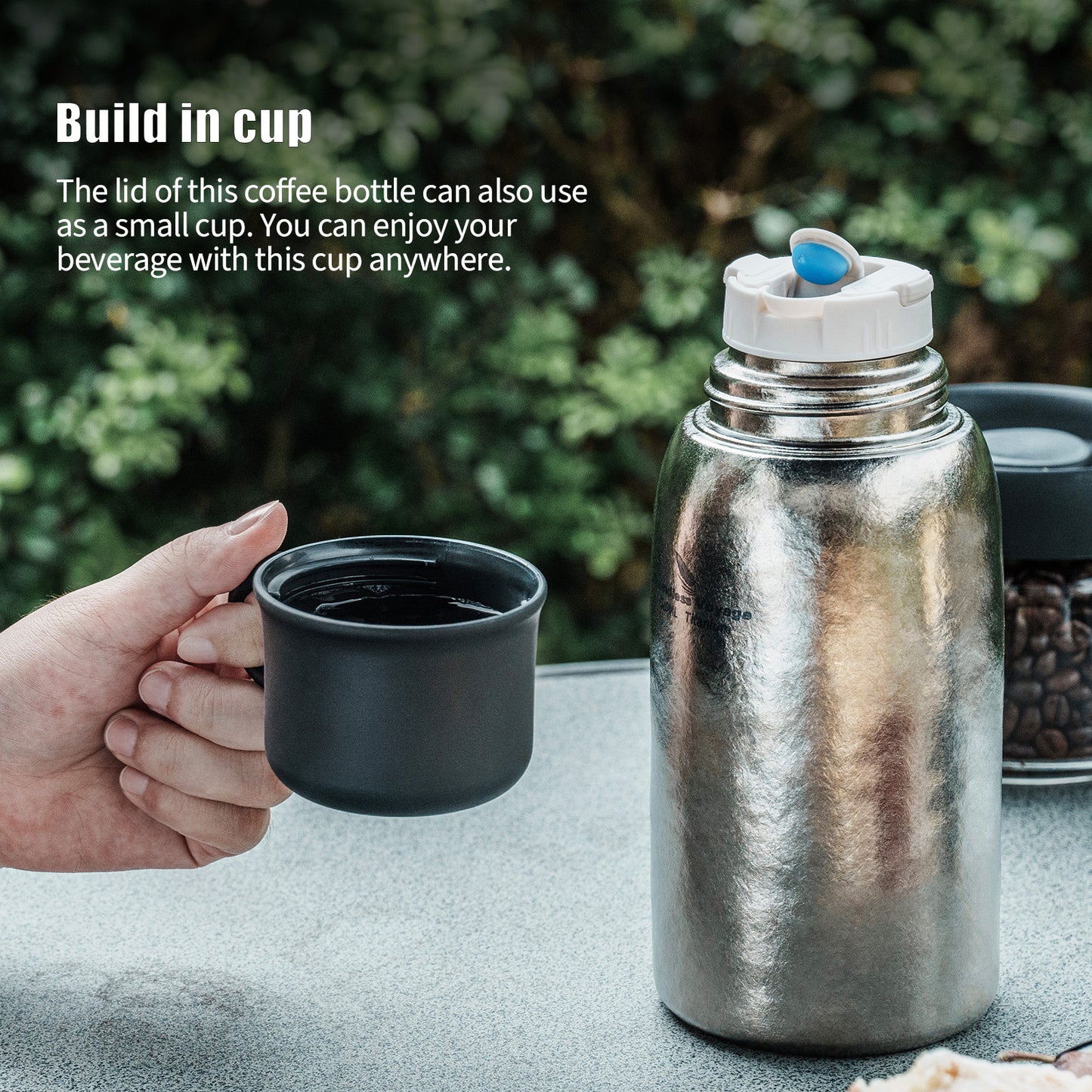 Boundless Voyage Titanium 630ml Vacuum Water Bottle Double-Walled Lightweight Coffee Bottle Leak-Proof Sport Bottle for Travel Outdoor Office