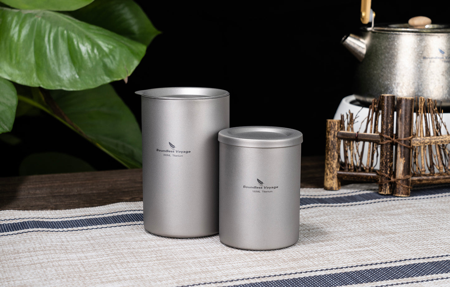 Boundless Voyage 180ml Double-Wall Titanium Cup – Insulated Ultralight Coffee Mug, Pure TA1 Titanium Camping Cup with Carry Bag for Travel & Outdoor Use