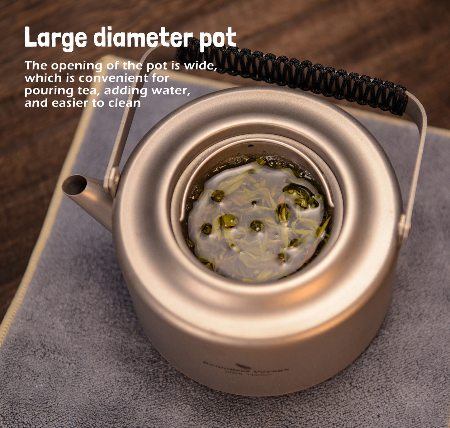 Boundless Voyage 450ml Titanium Teapot Set with 25ml Cup | 122g Ultralight Mini Kettle with Filter & Lifting Handle | Portable Tea Maker for Camping