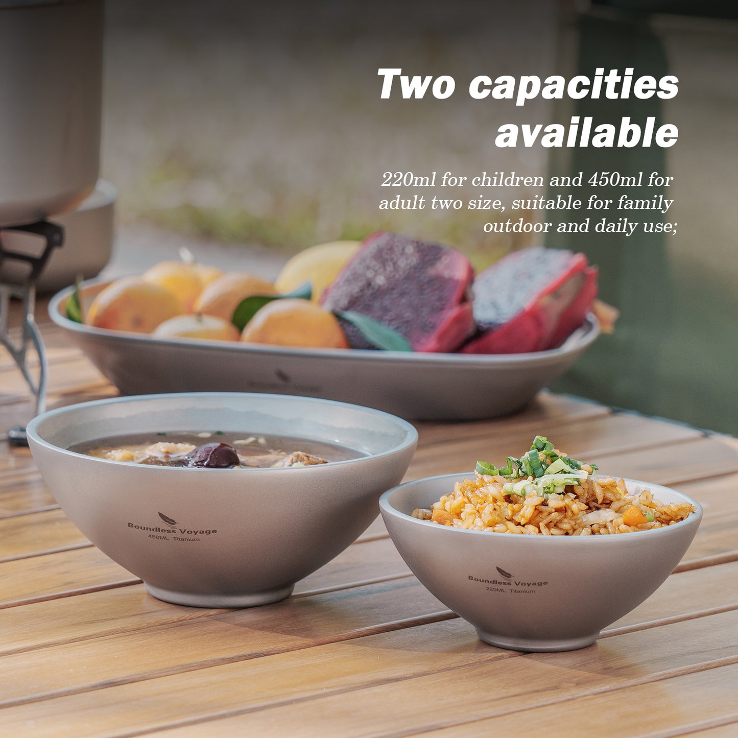 Boundless Voyage 220ml Titanium Double-Wall Bowl – Insulated Camping Soup & Snack Bowl for Adults, Kids & Outdoor Dining