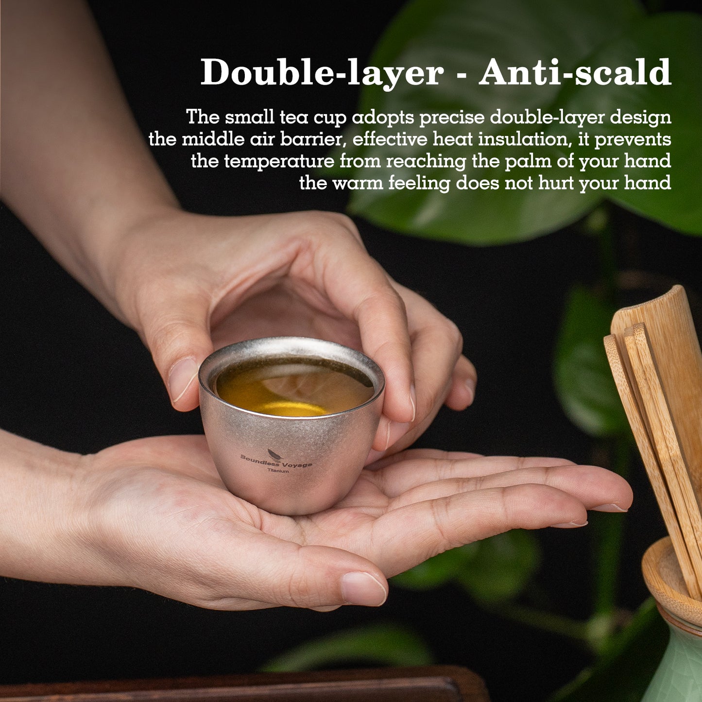 Boundless Voyage 40ml Double-Wall Titanium Sake Cup – Ultralight Insulated Shot Mug, TA1 Titanium Mini Cup for Whiskey, Tea & Outdoor Camping