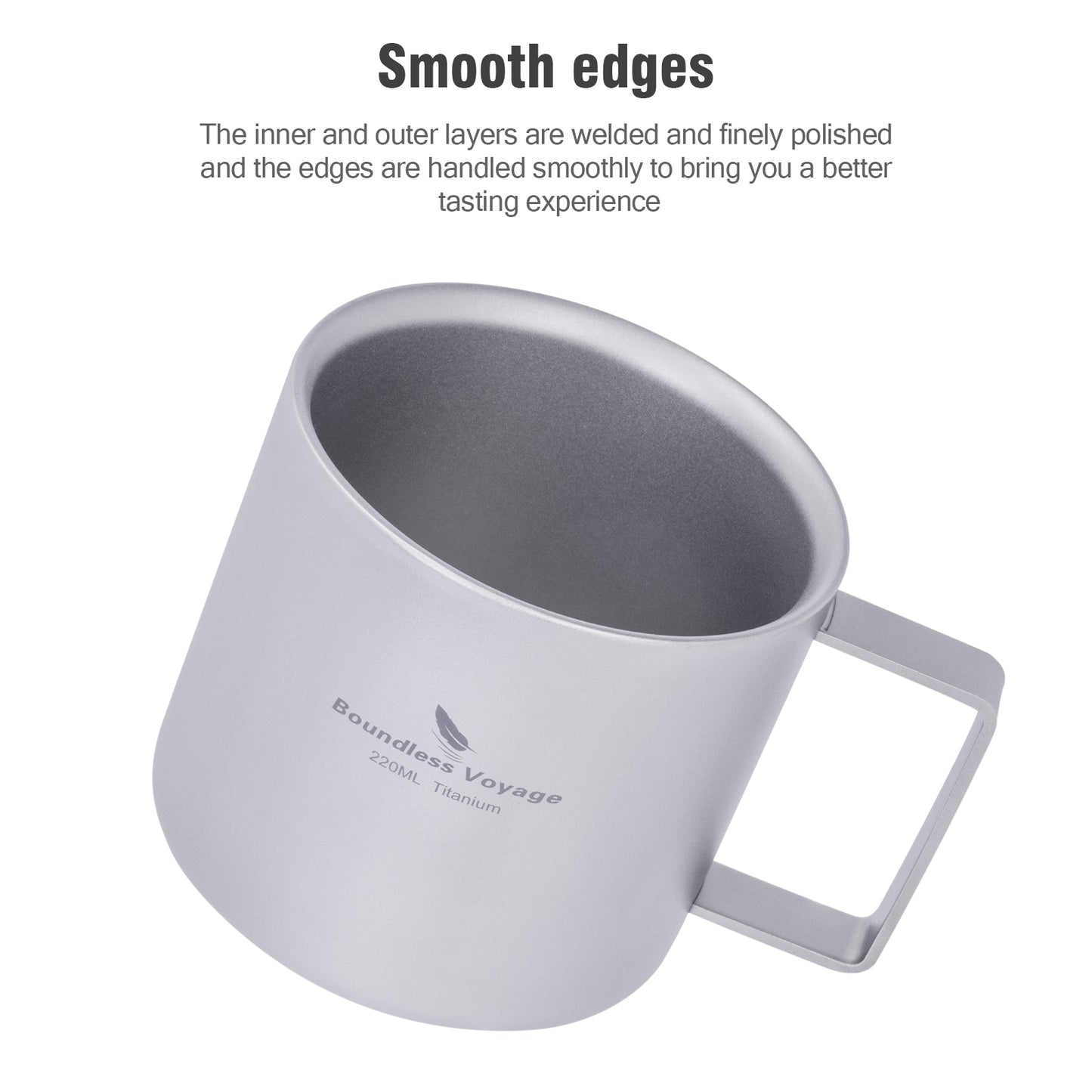 Boundless Voyage 220ml Double-Walled Titanium Cup | Ultralight Insulated Mini Coffee Mug | Anti-Scalding Tea Cup for Camping, Travel & Home