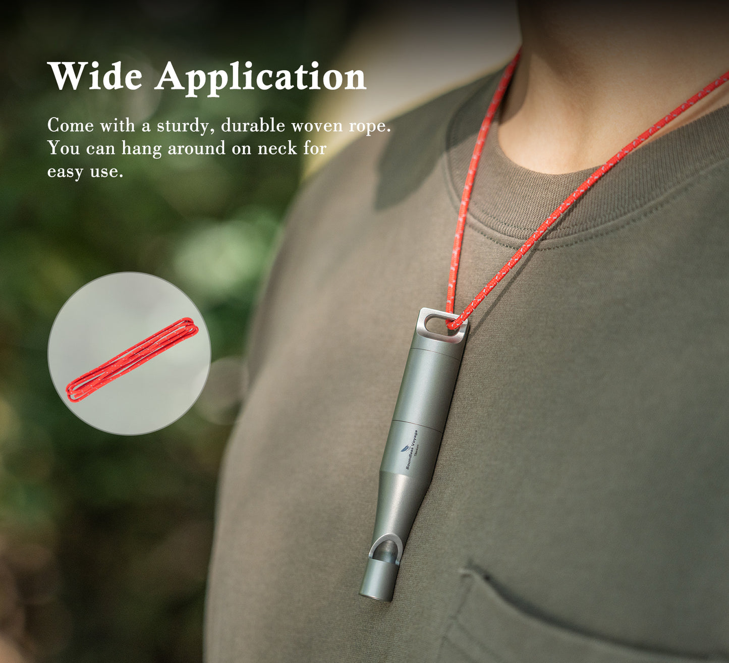 Boundless Voyage Titanium Whistle Emergency Survival Safety Whistles with Lanyard Loud for Outdoor Camping Hiking Coaches Training Sports Whistle