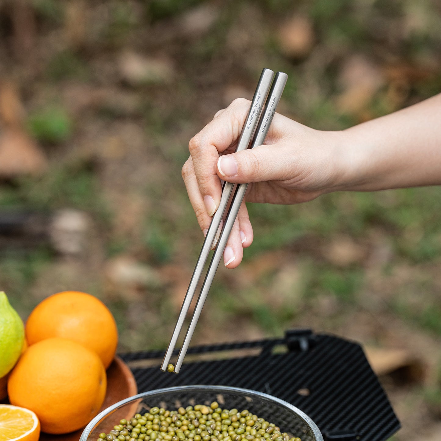 Boundless Voyage Titanium Chopsticks & Spork Set | Ultralight 2-in-1 Camping Cutlery | Non-Coated & Dishwasher Safe