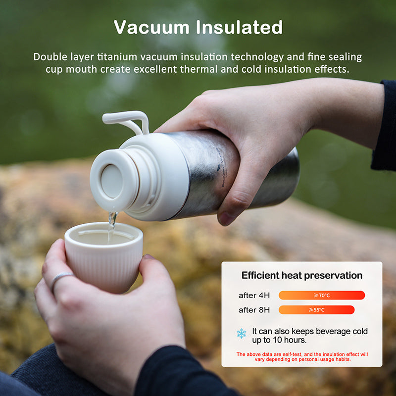 Boundless Voyage Titanium 300ml Vacuum Water Bottle Double-Walled Lightweight Coffee Bottle Leak-Proof Sport Bottle for Travel Outdoor Office
