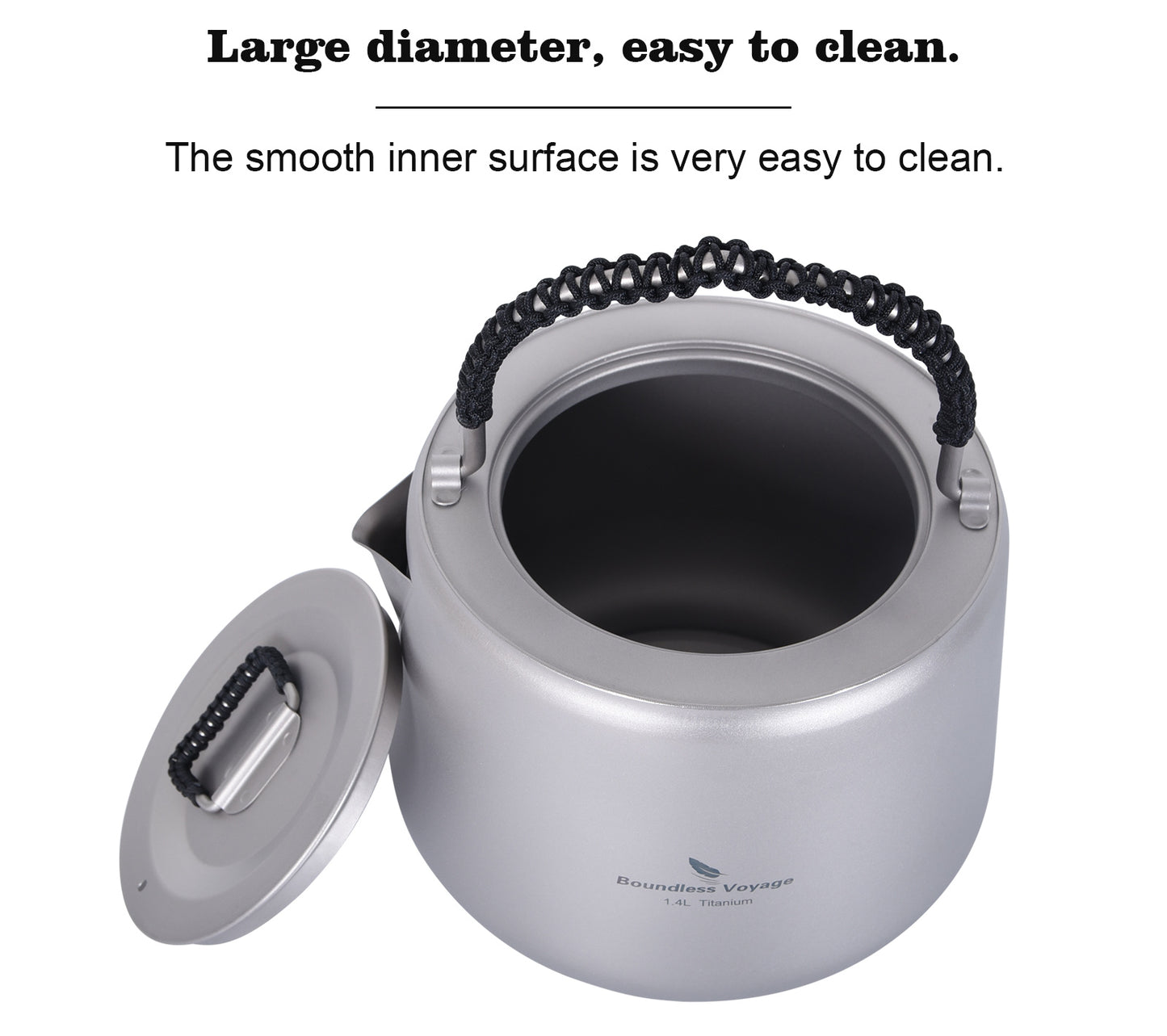 Boundless Voyage 1.4L Ultralight Titanium Kettle with Filter | Anti-Scald Handle & Lid | Perfect for Camping, Hiking, Tea & Coffee