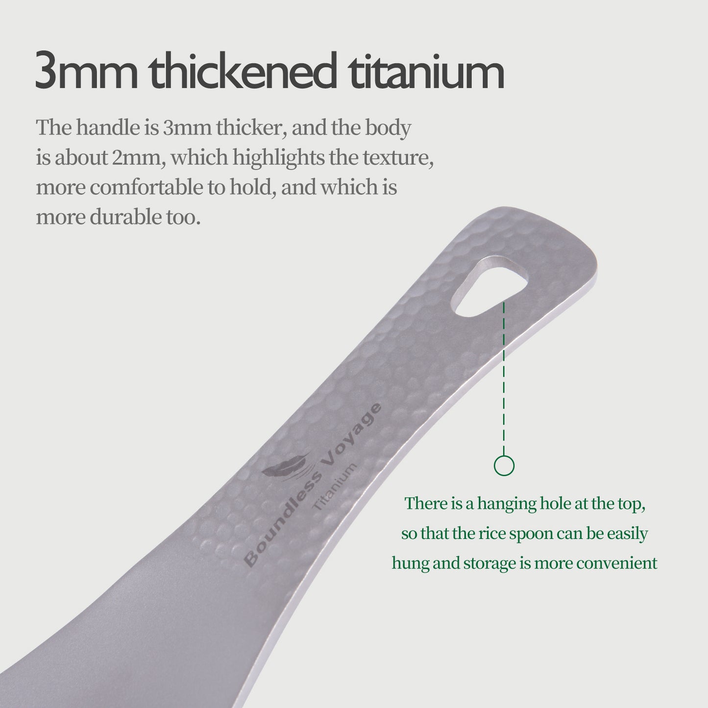 Boundless Voyage Titanium Rice Spoon Pure Titanium Thickened Rice Paddle for Camping, Outdoor Cooking & Home Kitchen