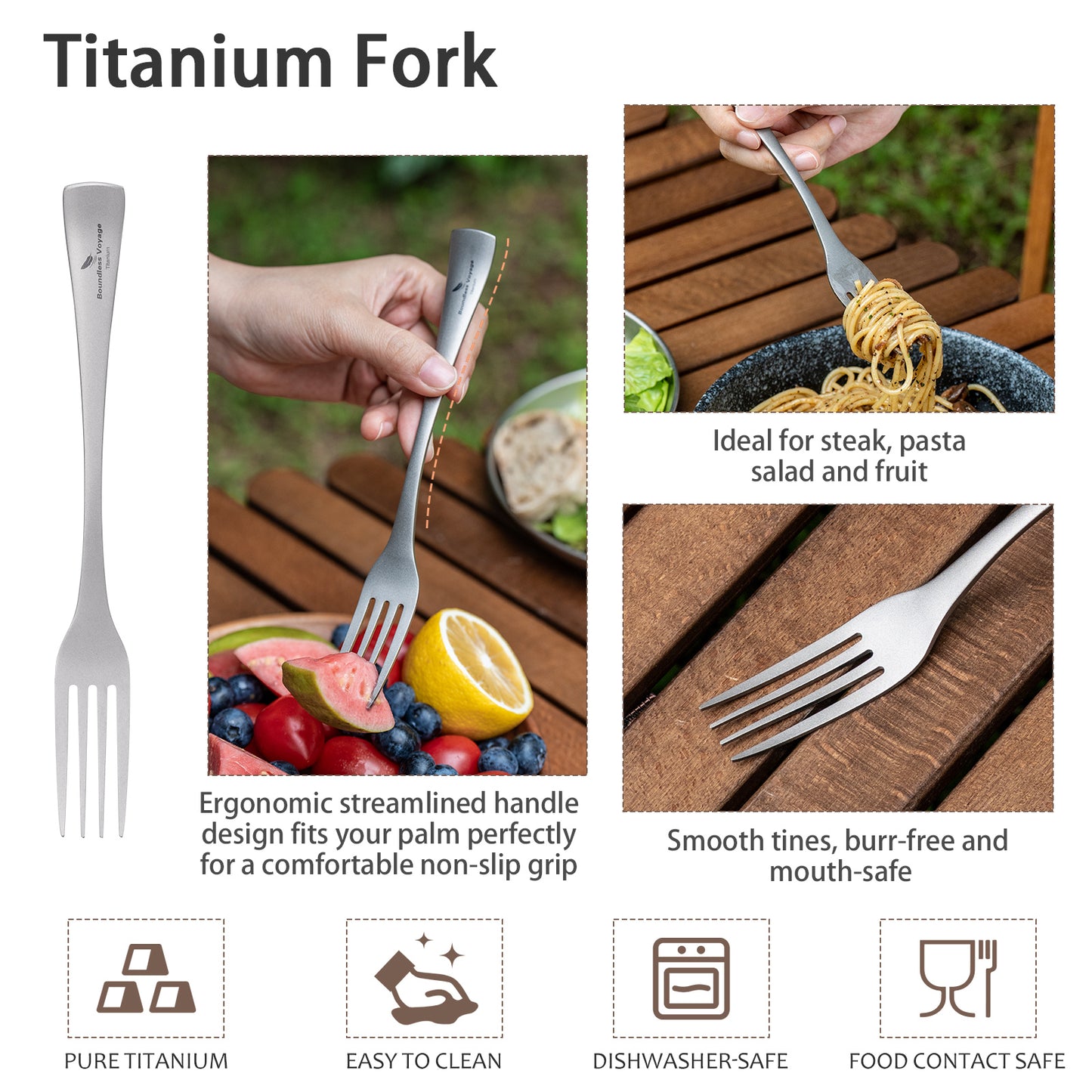 Boundless Voyage Titanium Flatware Set – Portable Outdoor Knife Fork Spoon Kit for Camping, Backpacking & Everyday Use