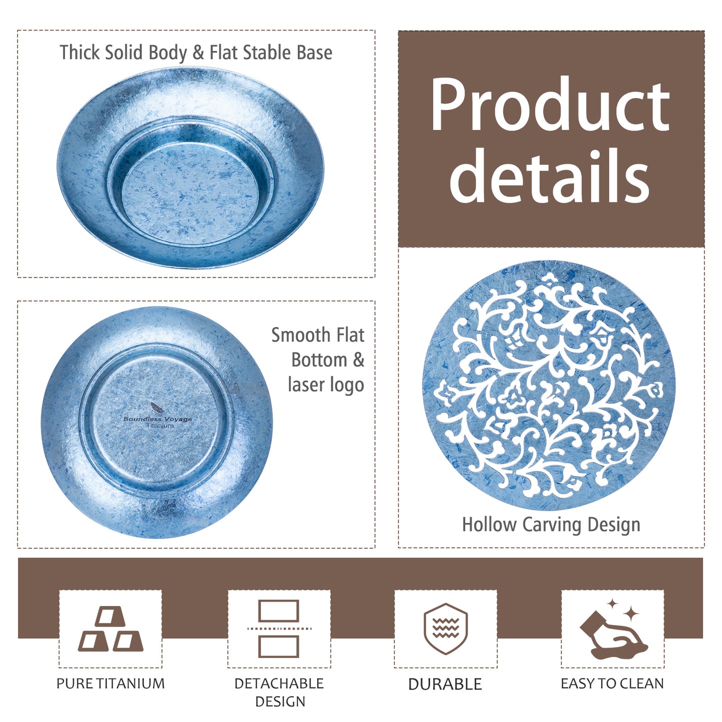Boundless Voyage Titanium Tea Tray – Detachable Gongfu Tea Drain Tray with Water Storage for Home, Office & Travel