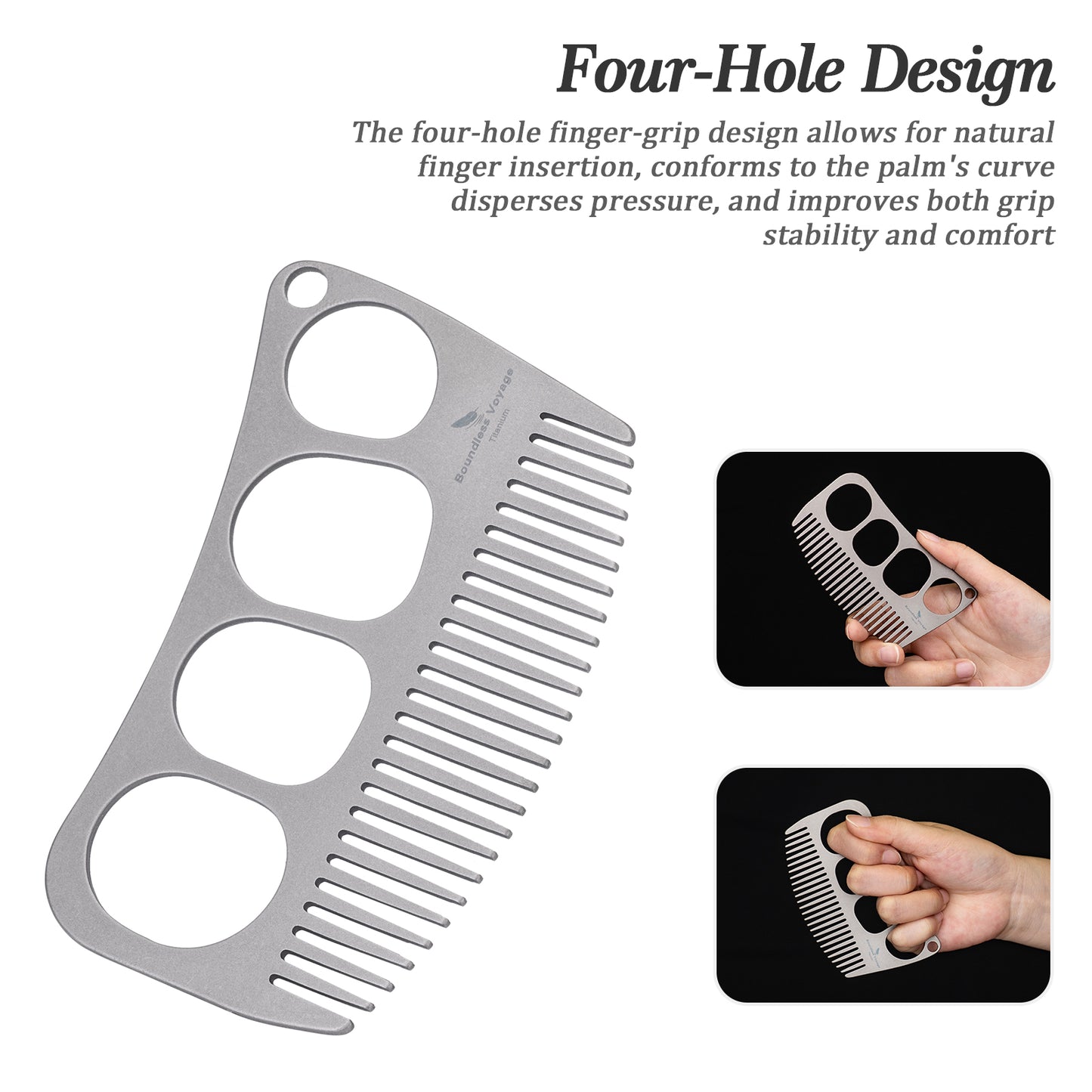 Boundless Voyage Titanium Crescent Hair & Beard Comb – Lightweight Unisex Grooming Tool for Home & Travel