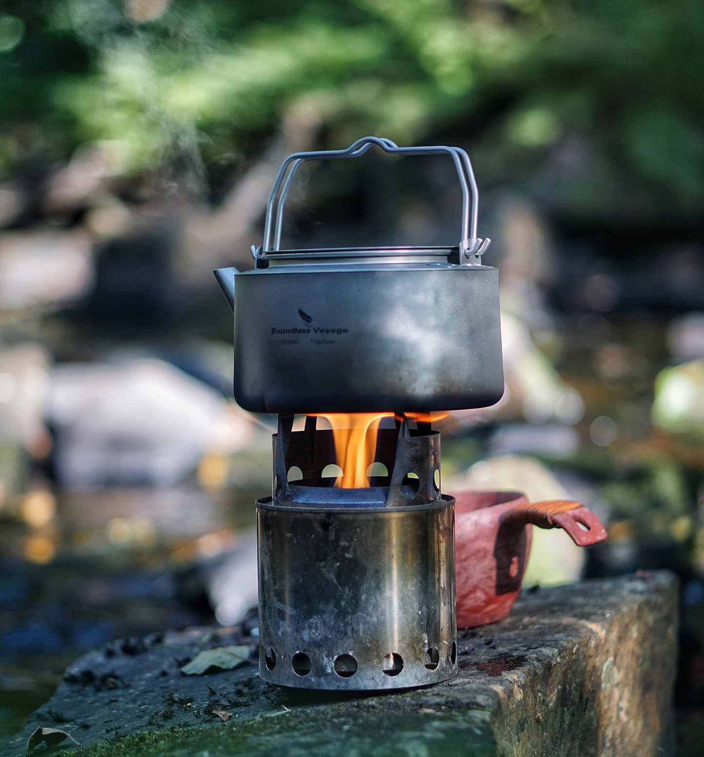 Boundless Voyage 1L Titanium Camping Kettle with Filter – Ultralight Large-Capacity Outdoor Teapot with Folding Handle