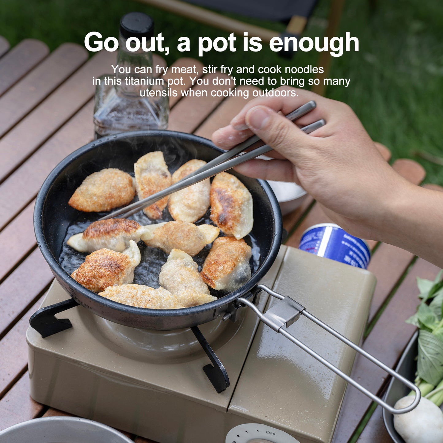 Boundless Voyage Titanium Non-Stick Frying Pan – Ultralight Camping Skillet with Folding Handle