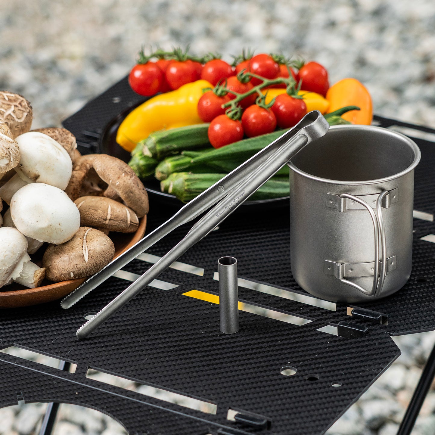 Boundless Voyage Titanium BBQ Tongs 21cm – Ultralight Heat-Resistant Grilling Tongs for Camping, Outdoor Cooking & BBQ
