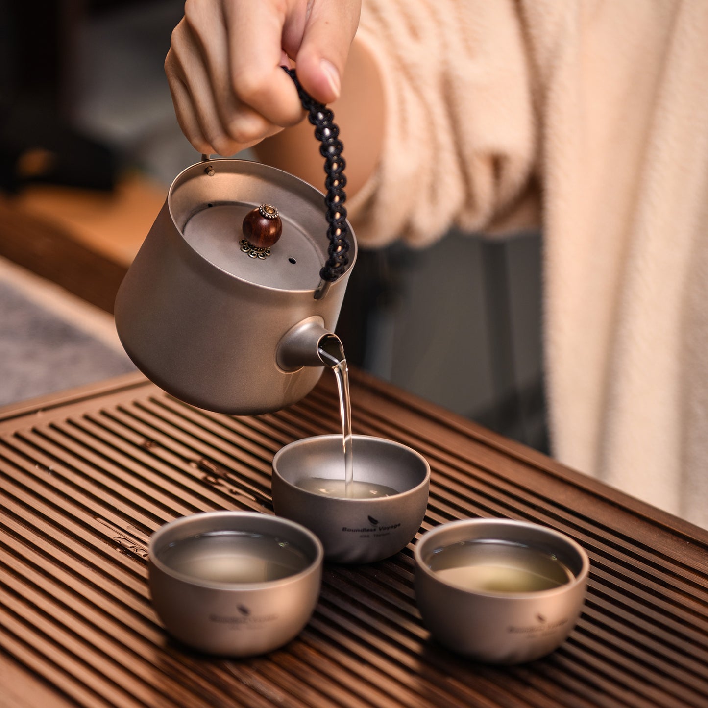 Boundless Voyage 40ml Titanium Double-Walled Sake Cup | 18g Ultralight Mini Tea & Coffee Mug | Anti-Scald Insulated Tasting Cup for Camping
