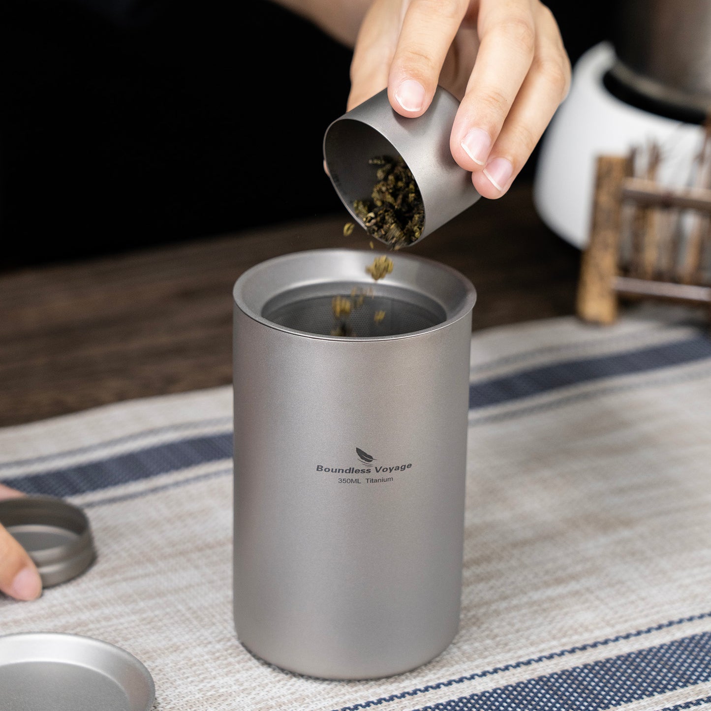 Boundless Voyage 180ml Double-Wall Titanium Cup – Insulated Ultralight Coffee Mug, Pure TA1 Titanium Camping Cup with Carry Bag for Travel & Outdoor Use