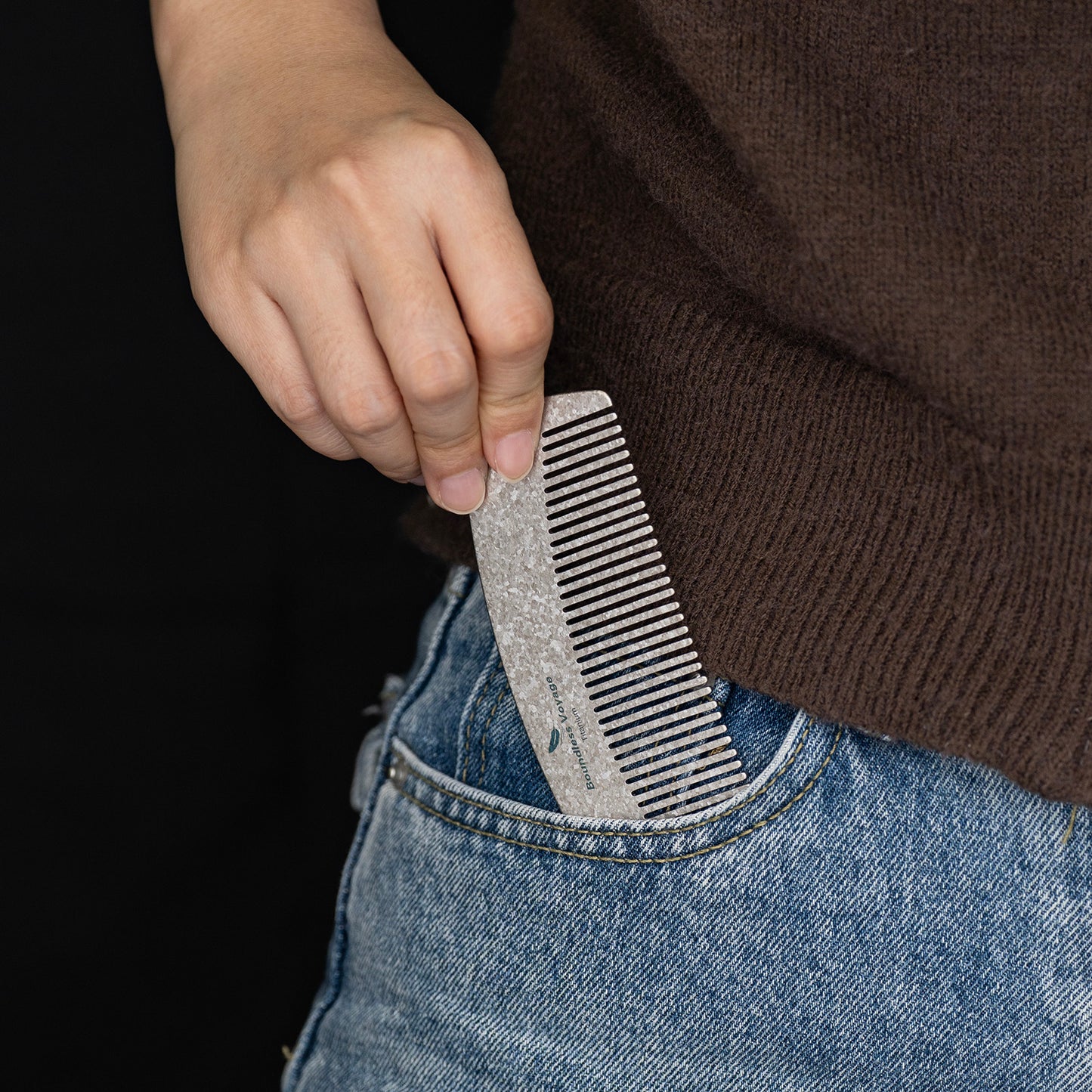 Boundless Voyage Titanium Crescent Comb – Hair & Beard Grooming Comb for Travel, EDC & Everyday Use