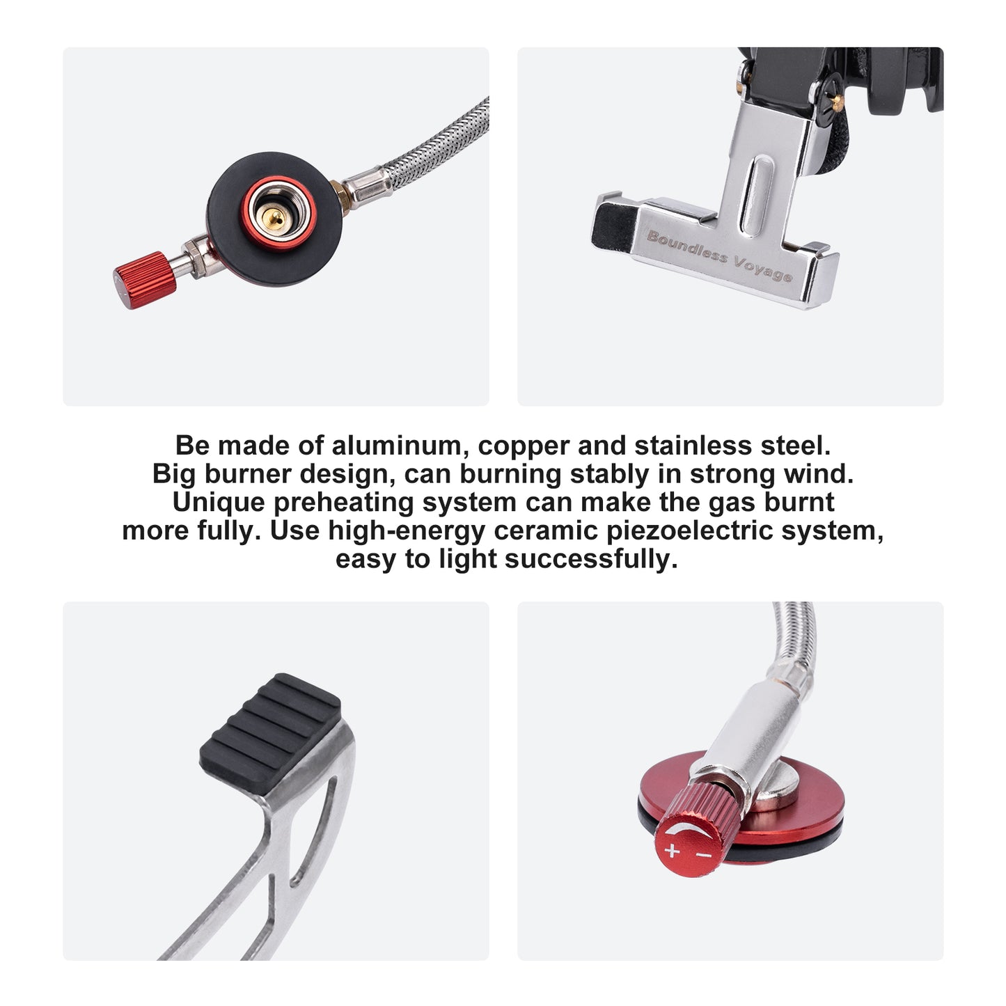 Boundless Voyage Portable Camping Stove BVS02 – 3500W High-Power Foldable Gas Stove, Compact & Stable Outdoor Cooking Burner