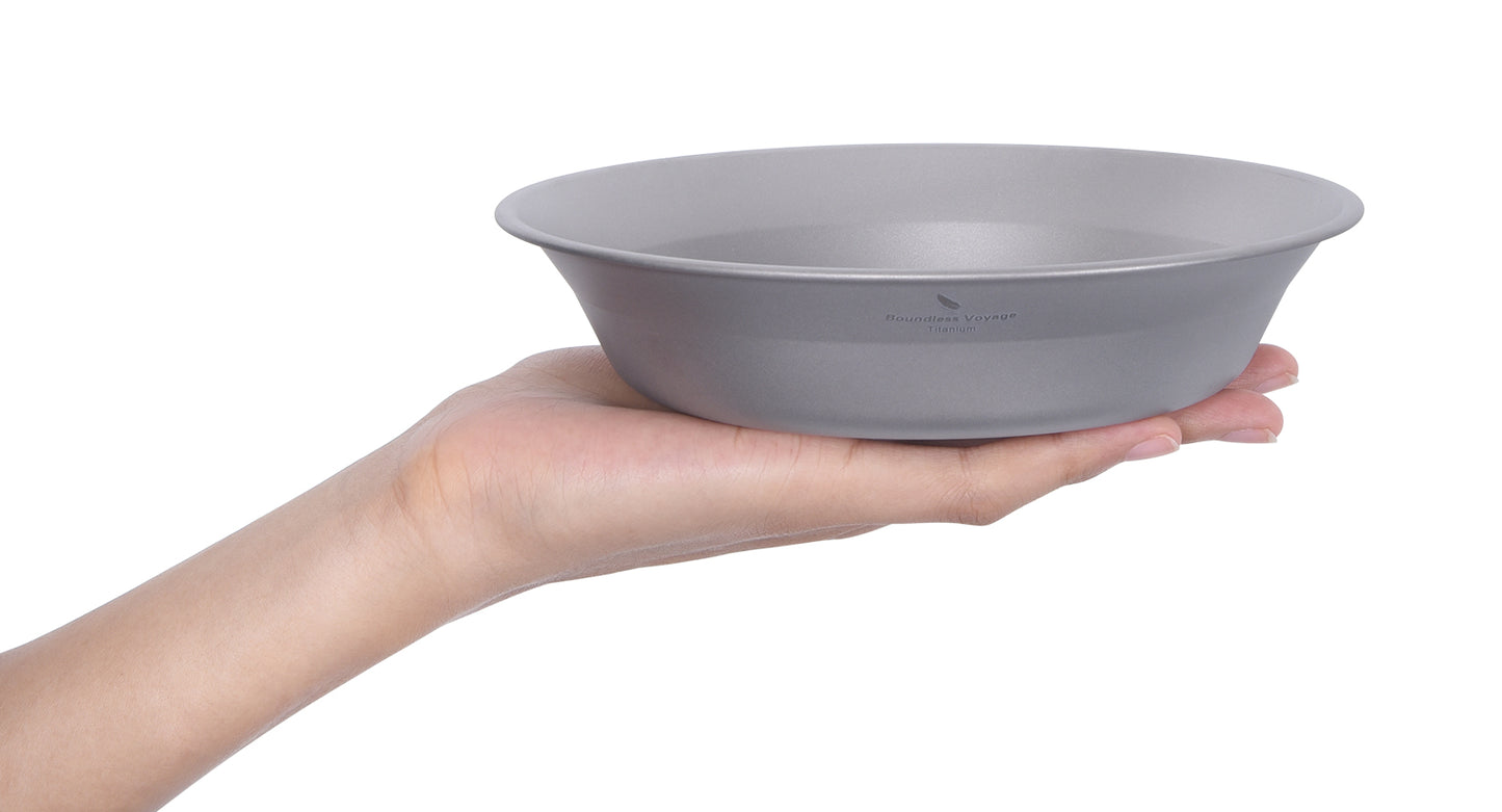 Boundless Voyage Titanium Pan Bowl with Carry Bag – Ultralight Camping Dish Plate for Backpacking, Hiking & Outdoor Dining