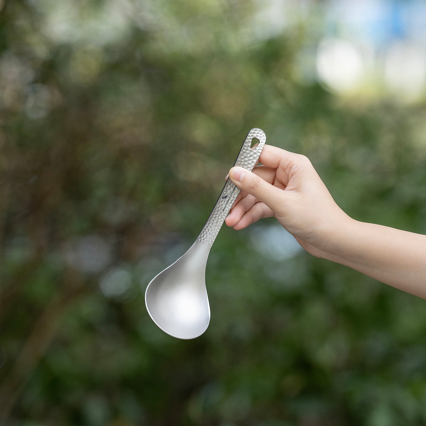 Boundless Voyage Titanium Soup Ladle 21.5cm – Large Hanging Cooking Spoon for Camping, Outdoor Kitchen & Food Serving