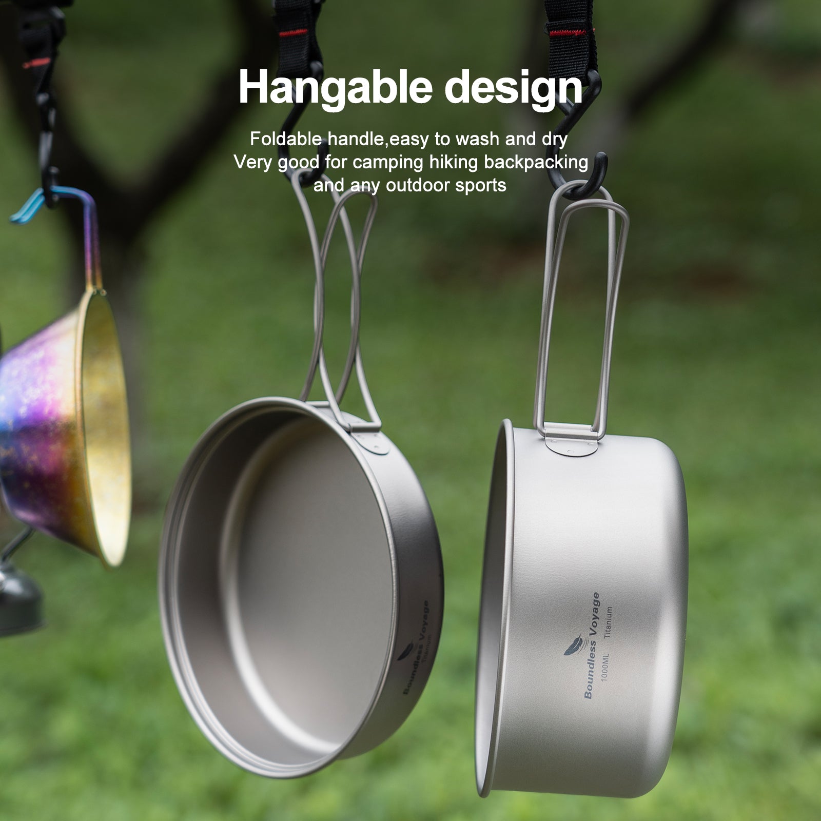 Boundless Voyage TA1 Titanium Pot & Pan Set 500ml + 1000ml with