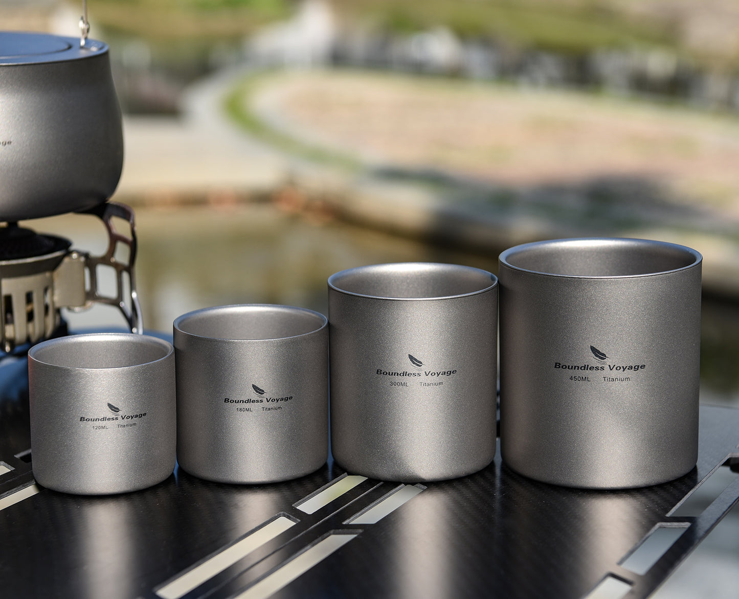 Boundless Voyage 3-Piece Double-Walled Titanium Cup Set | 120ml+180ml+300ml Insulated Camping Mugs | Ultralight Anti-Scalding Nesting Cup Set