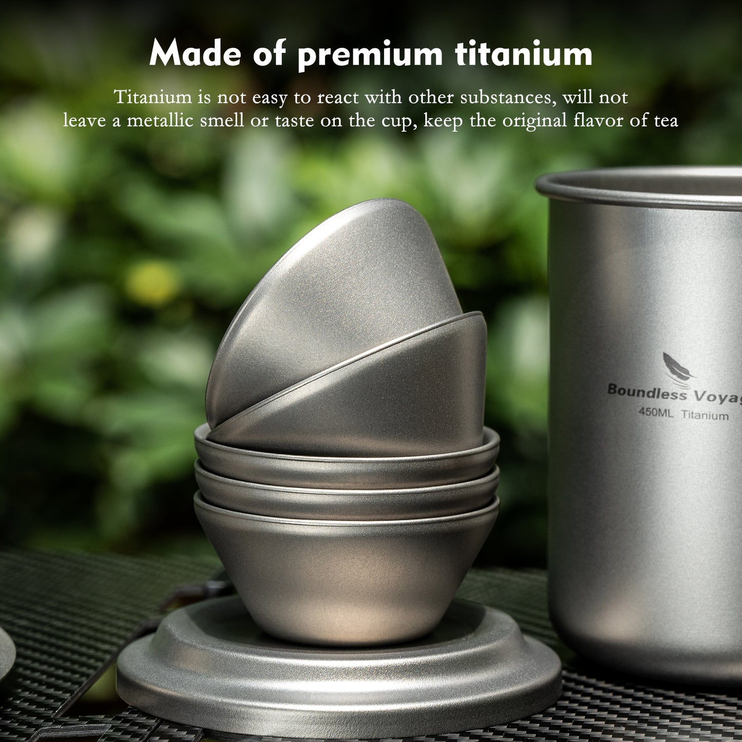 Boundless Voyage Titanium Double-Layer Mini Tea Cup Set – Portable Anti-Scald Camping Mug for Coffee, Liquor, Picnic & Hiking
