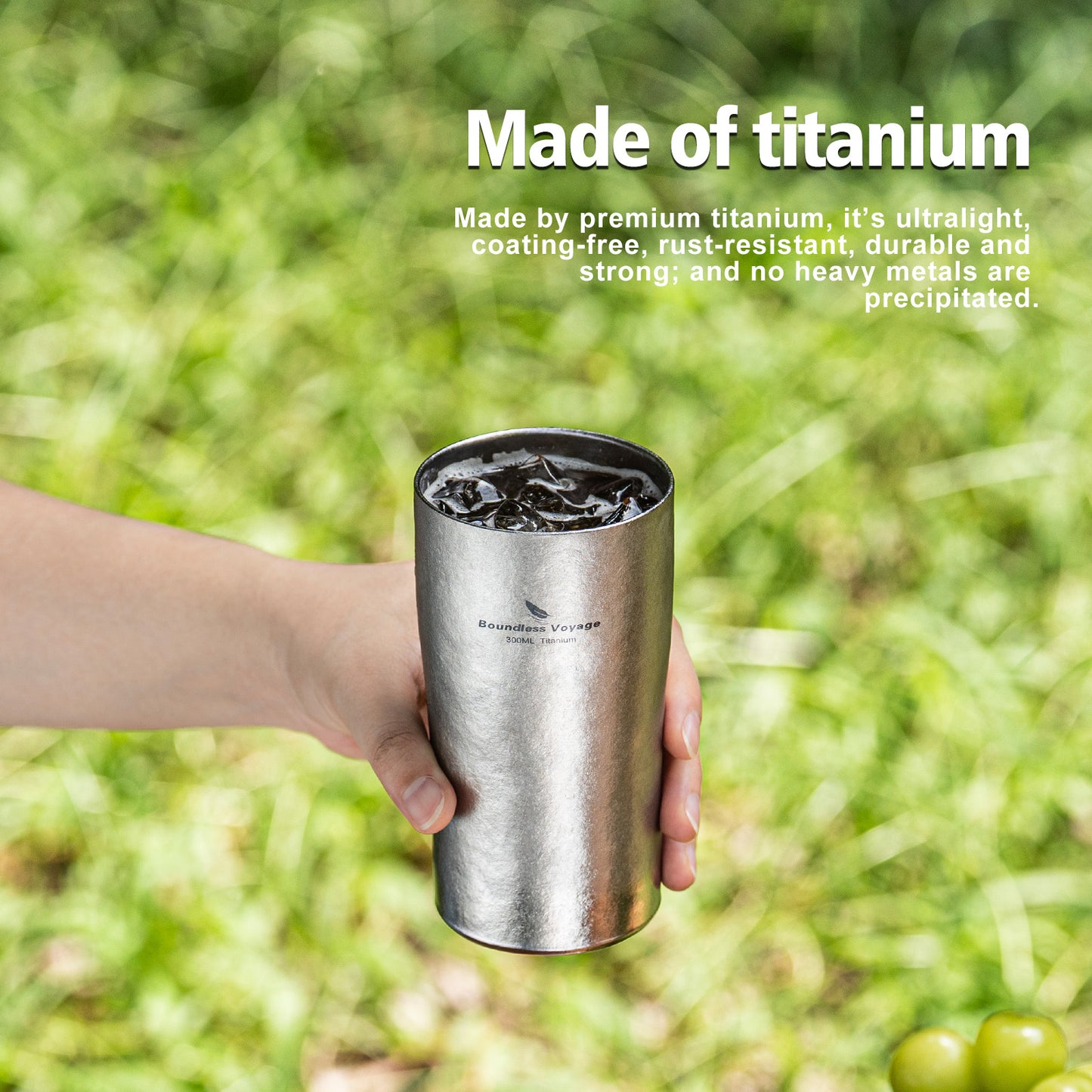 Boundless Voyage Titanium Double-Walled Cup 300ml – Ultralight Crystallized Finish Mug for Coffee, Beer & Outdoor Camping