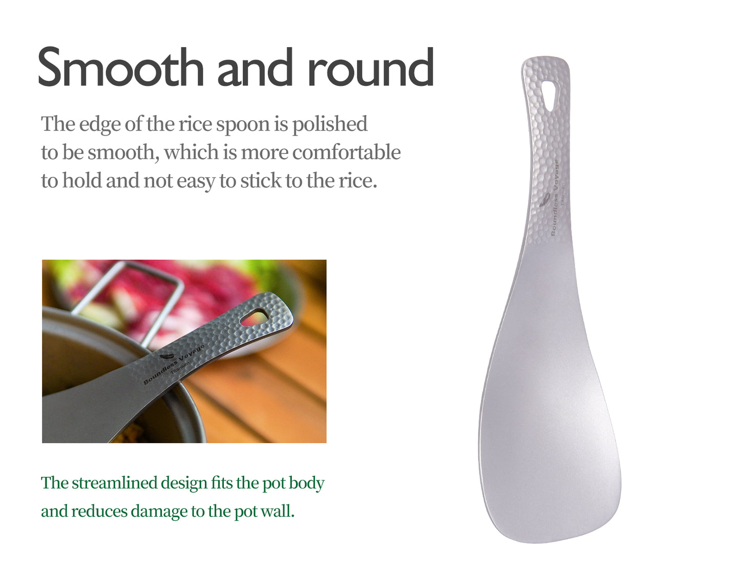 Boundless Voyage Titanium Rice Spoon Pure Titanium Thickened Rice Paddle for Camping, Outdoor Cooking & Home Kitchen