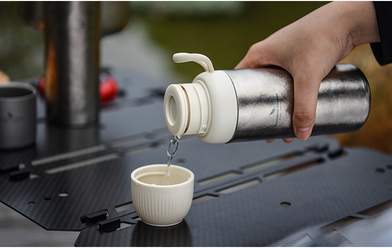 Boundless Voyage Titanium 300ml Vacuum Water Bottle Double-Walled Lightweight Coffee Bottle Leak-Proof Sport Bottle for Travel Outdoor Office