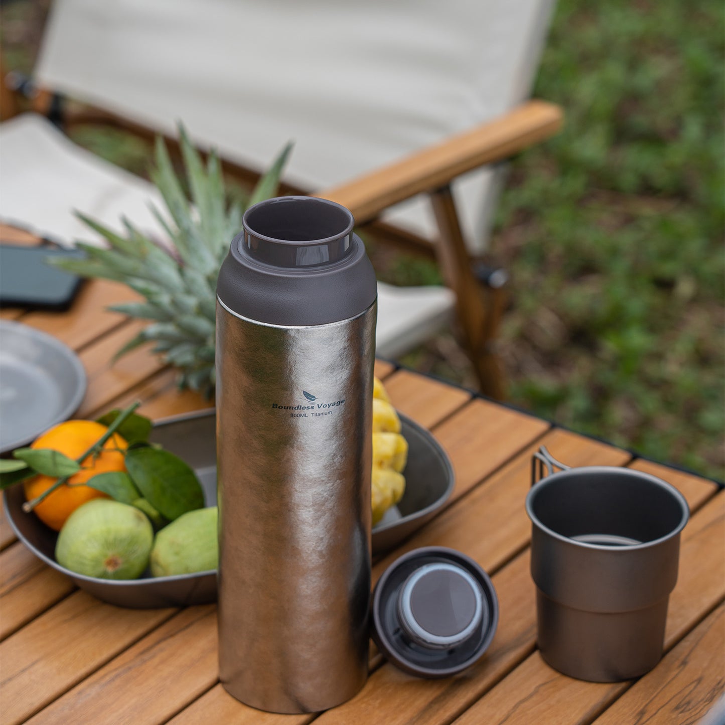 Boundless Voyage Titanium Water Bottle Vacuum Insulated Flask with Lid Water Jug, Keeps Hot or Cold (27oz/800ml)