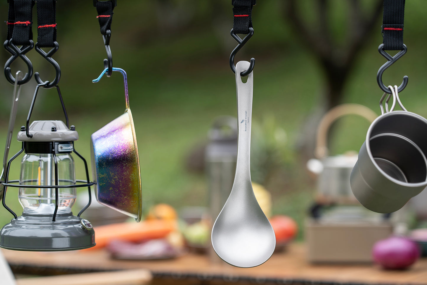 Boundless Voyage Titanium Serving Spoon 21.5cm – Large Ultralight Cooking Spoon for Camping, Outdoor Kitchen & Food Serving