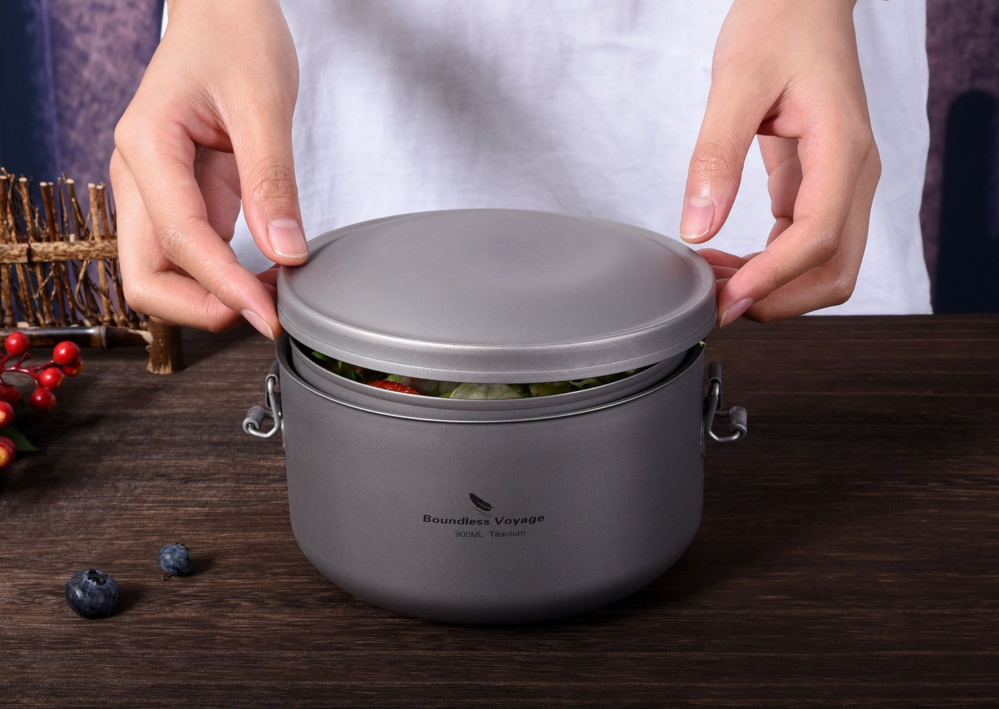 Boundless Voyage Titanium Lunch Box with Lid – Multi-Layer Bento Box for Salad, Soup & Daily Meals | Uncoated, Lightweight & Durable