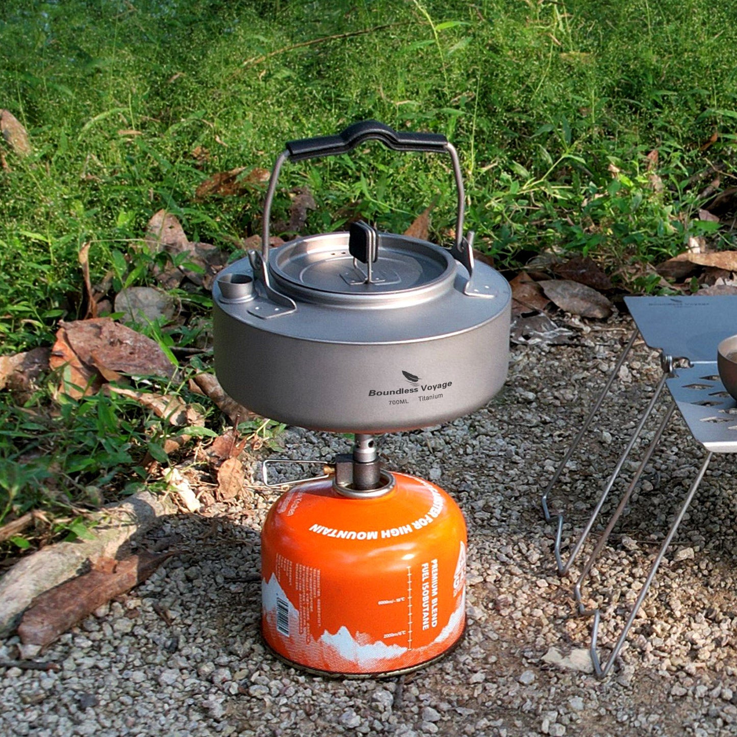 Boundless Voyage 700ml Titanium Camping Kettle – Ultralight Teapot with Folding Handle for Outdoor Cooking & Boiling Water