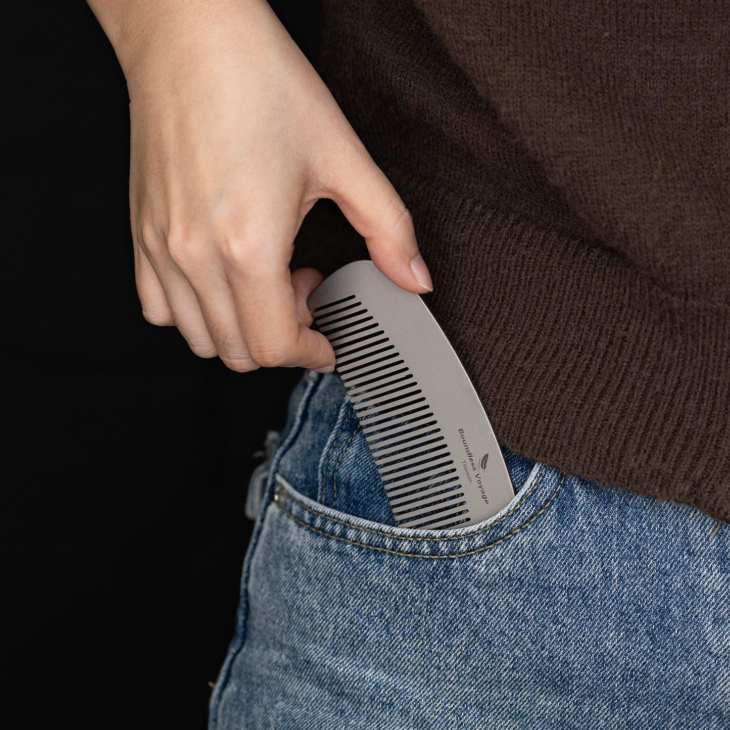 Boundless Voyage Titanium Crescent Comb – Hair & Beard Grooming Comb for Travel, EDC & Everyday Use