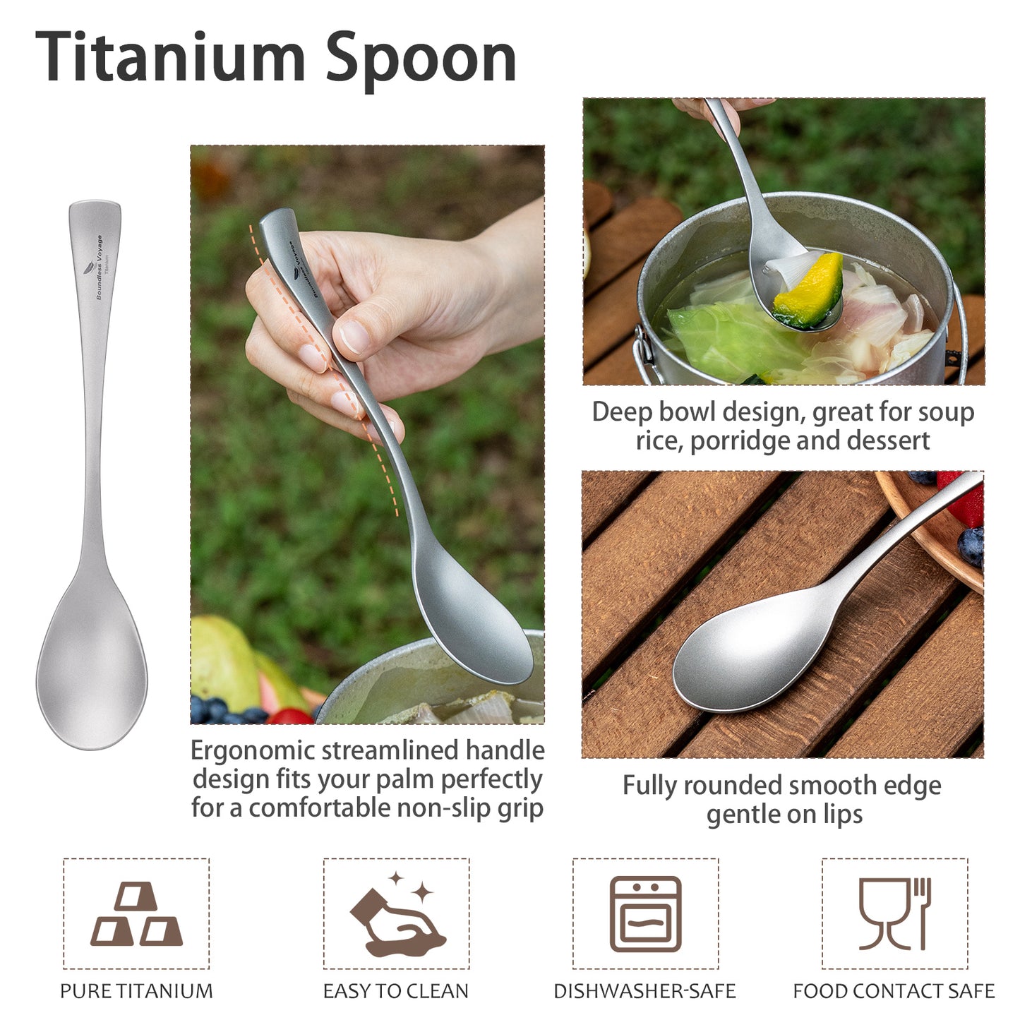 Boundless Voyage Titanium Flatware Set – Portable Outdoor Knife Fork Spoon Kit for Camping, Backpacking & Everyday Use