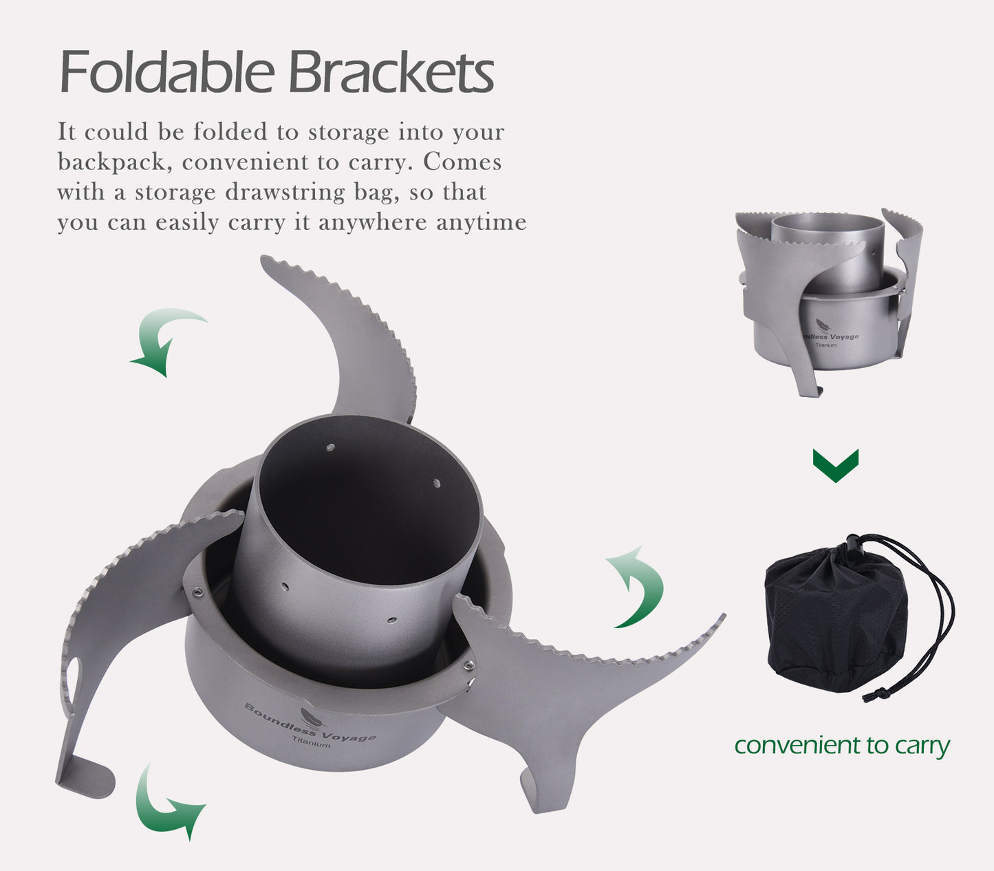 Boundless Voyage Titanium Alcohol Stove with Foldable Stand – Ultralight Spirit Burner for Camping, Backpacking & Outdoor Cooking