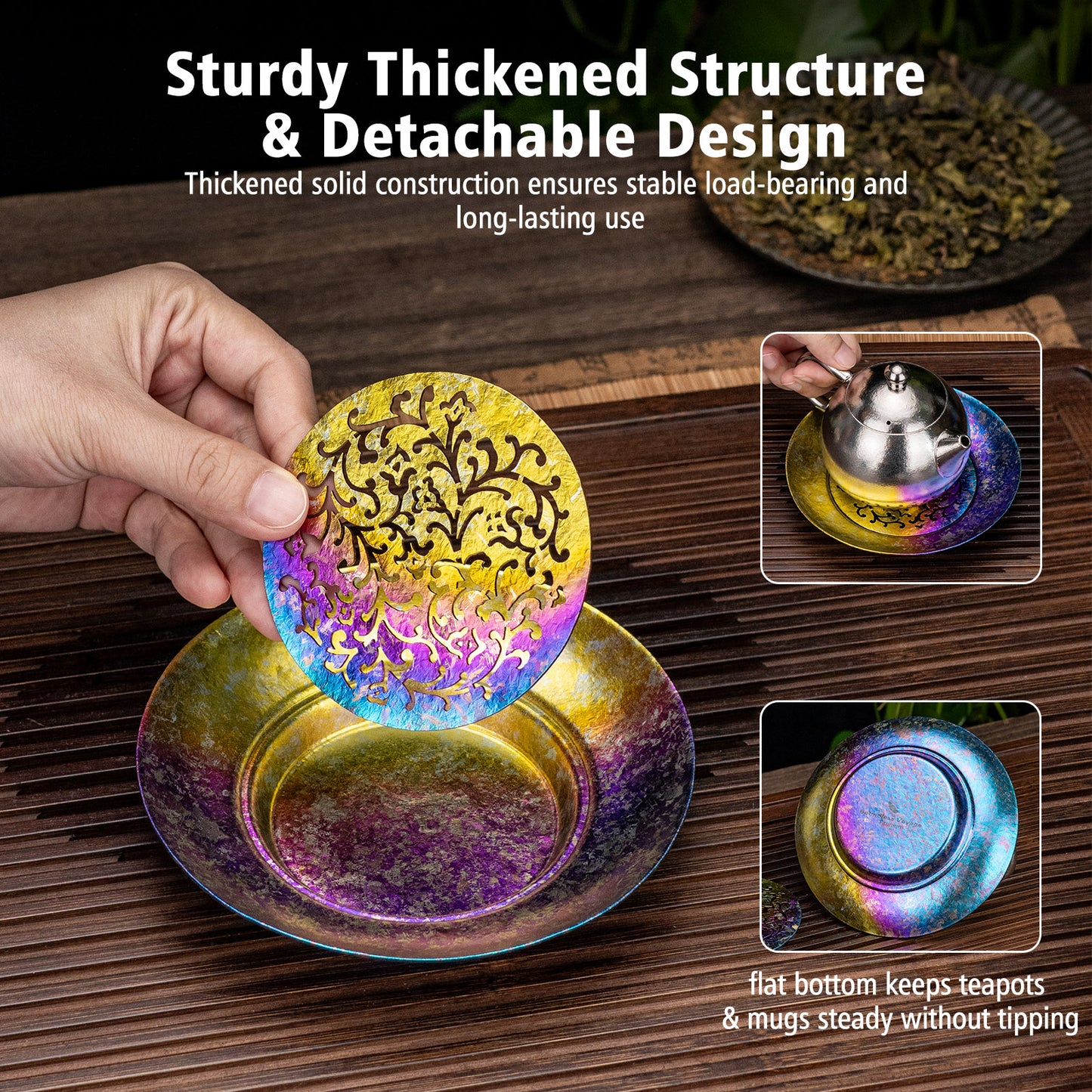 Boundless Voyage Titanium Tea Tray – Detachable Gongfu Tea Drain Tray with Water Storage for Home, Office & Travel
