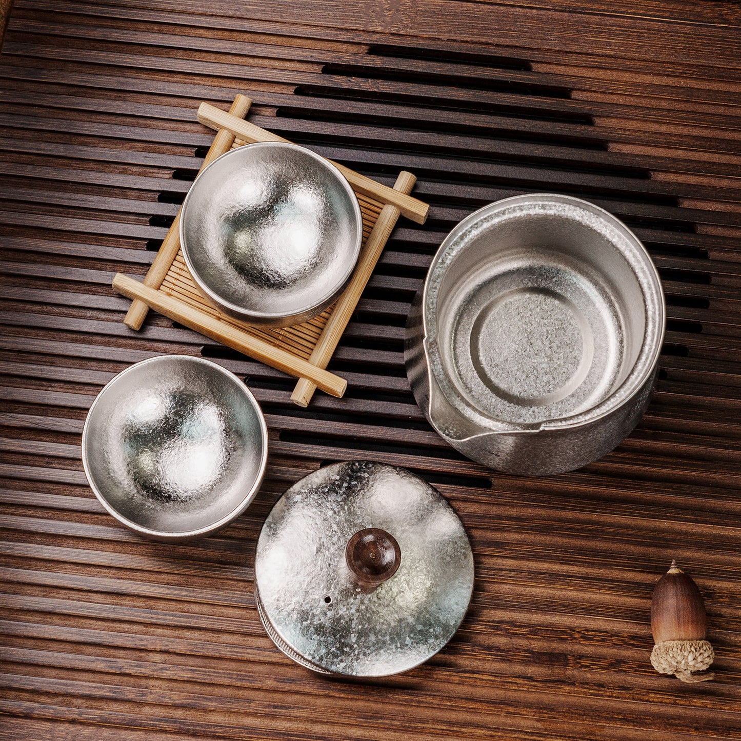 Boundless Voyage 150ml Titanium Double-Layer Tea Set | 109g Ultralight Mini Teapot & 30ml Cup | Insulated Anti-Scald Travel Tea Maker for Camping