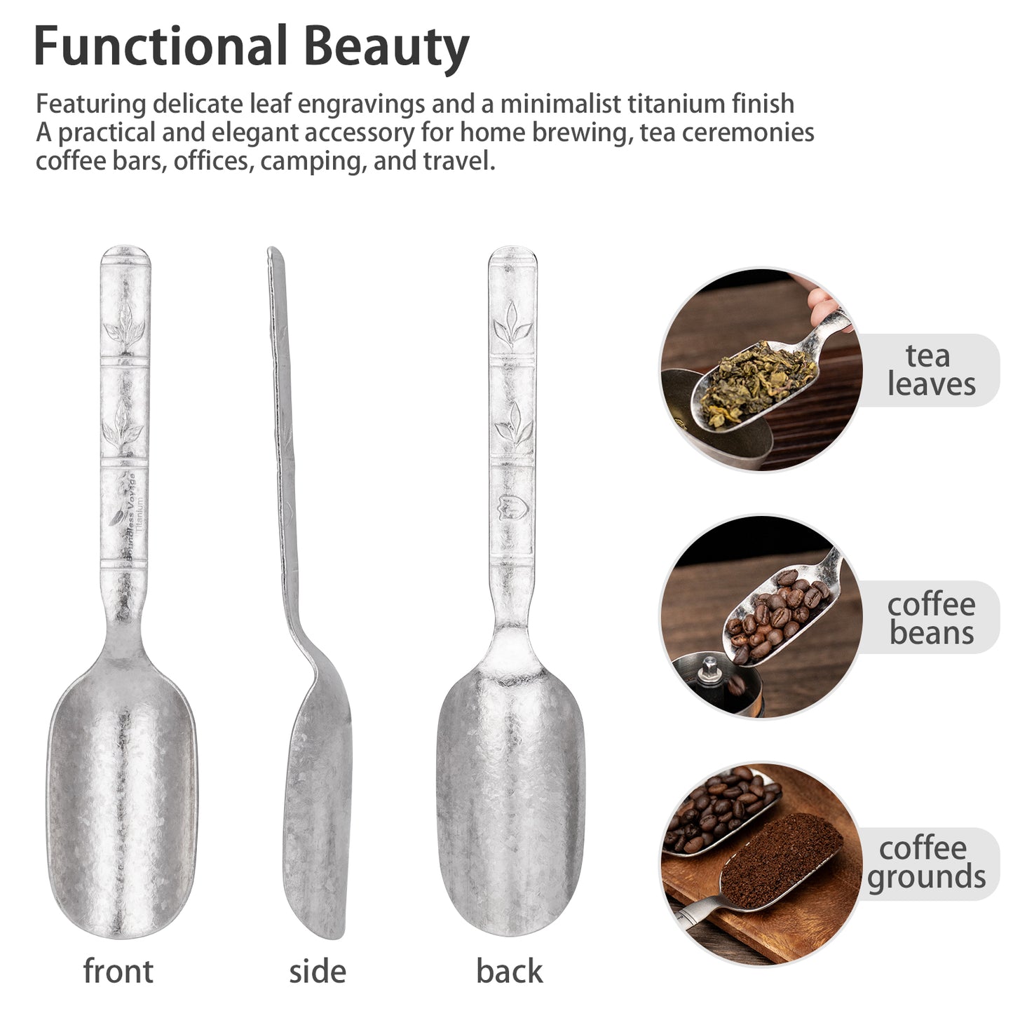Boundless Voyage TA1 Titanium Spoon 2PCS– Ultralight Portable Camping Spoon for Hiking, Backpacking, Travel & Everyday Use