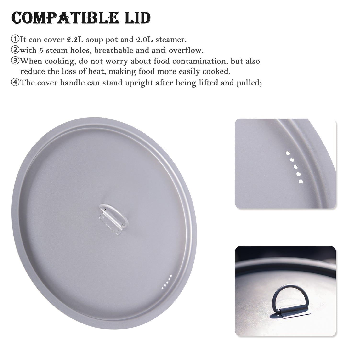 Boundless Voyage Titanium Pot with Steamer 2.2L +1.8L – Ultralight Multifunctional Camping Cookware with Steamer & Lid, TA1 Titanium Outdoor Cooking Kit for Camping, Hiking & Travel