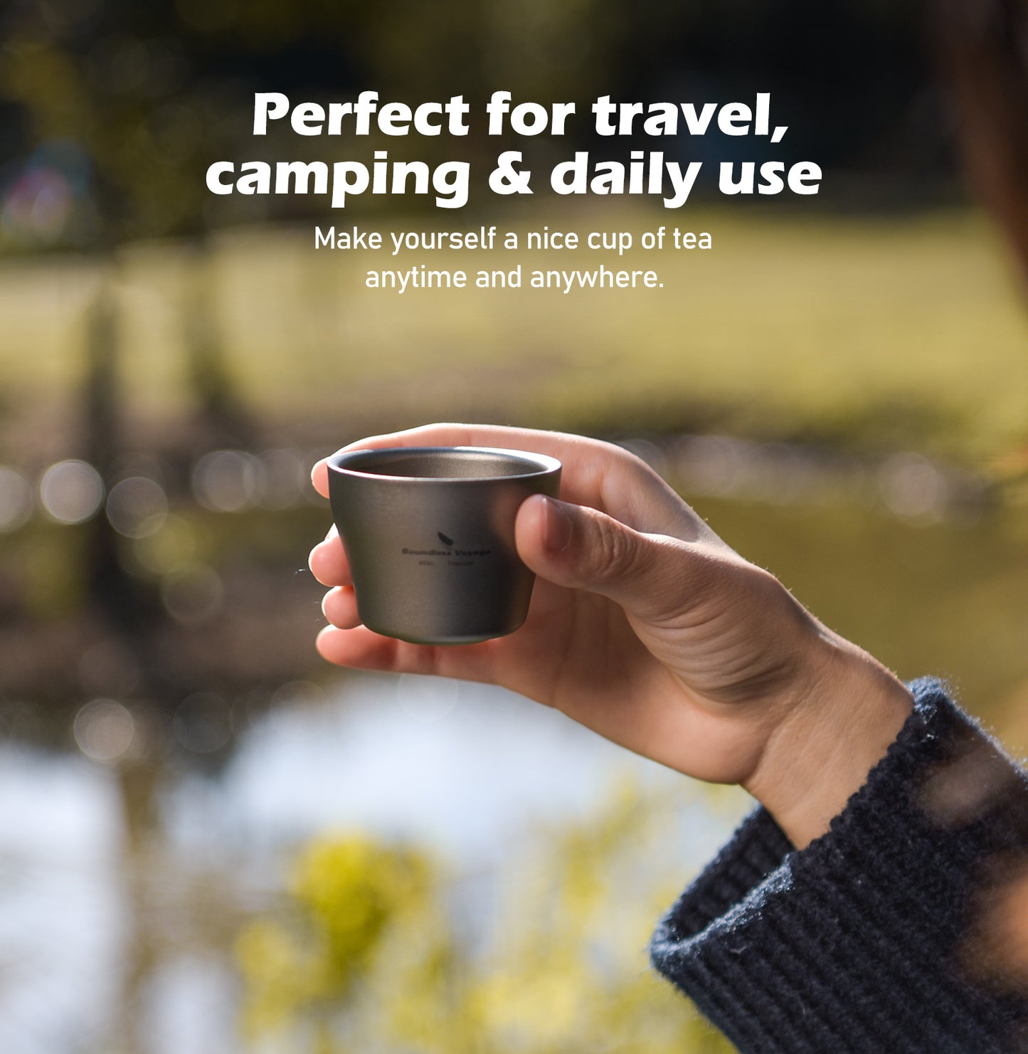 Boundless Voyage 400ml Titanium Double-Layer Tea Maker Set | 168g Insulated Teapot with 45ml Anti-Scald Cups | Lightweight Double-Walled Travel Tea Set