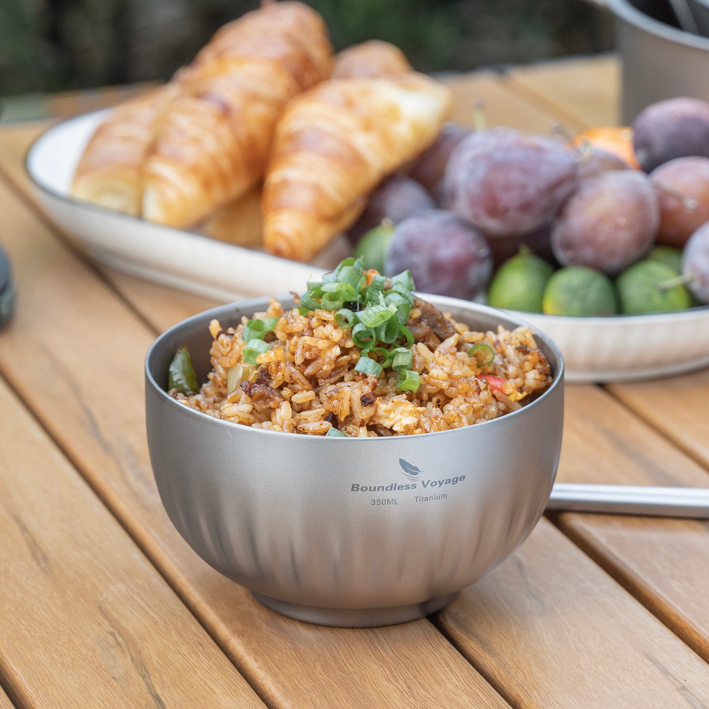 Boundless Voyage 350ml Titanium Double-Walled Bowl – Ultralight Insulated Camping Tableware for Rice, Soup & Oatmeal