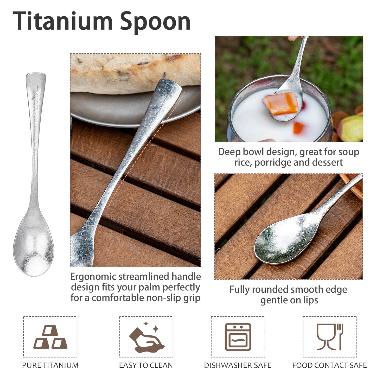 Boundless Voyage Titanium Flatware Set – Portable Outdoor Knife Fork Spoon Kit for Camping, Backpacking & Everyday Use