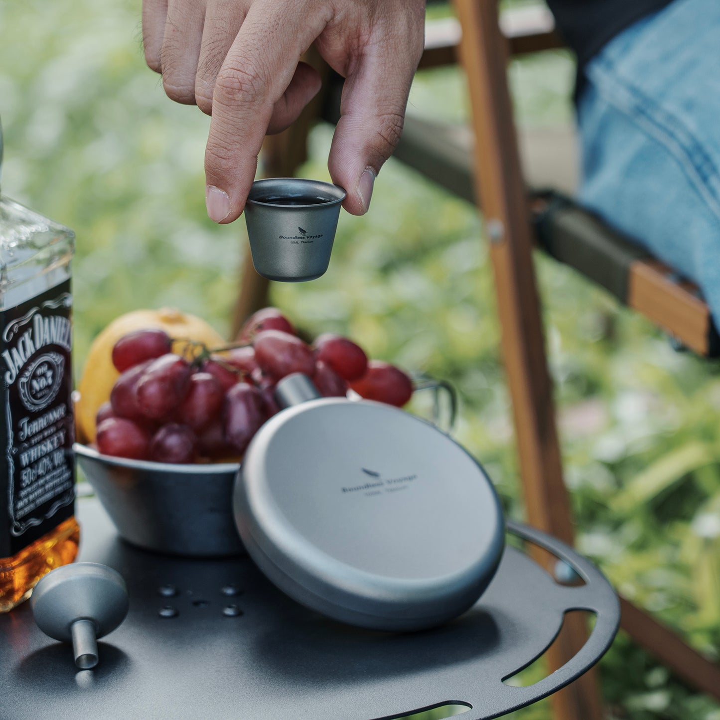 Boundless Voyage Camping Titanium Hip Flask Portable Round Wine Bottle With Funnel Whiskey Alcohol Drink ware Accessories