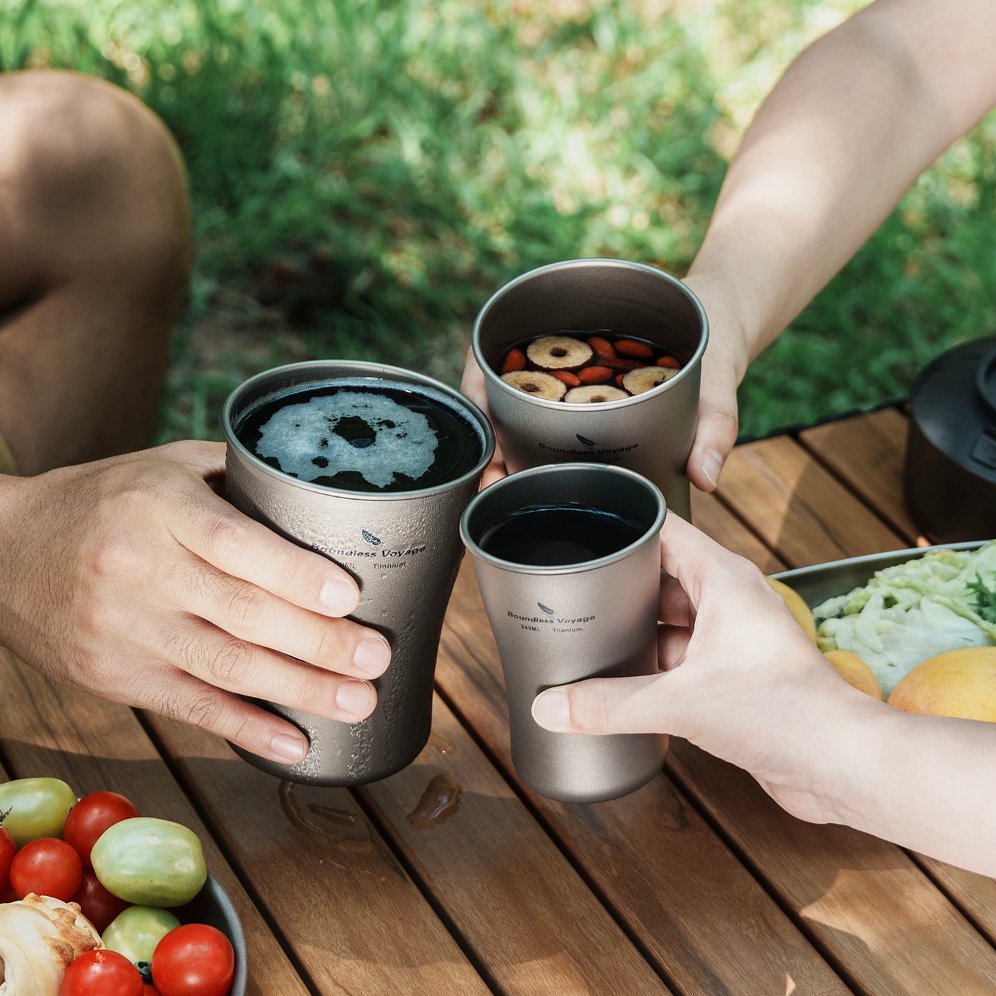 Boundless Voyage Titanium Beer Mugs Ultralight Coffee Tea Juicy Cups for Outdoor Camping Picnic 240ml 380ml 600ml